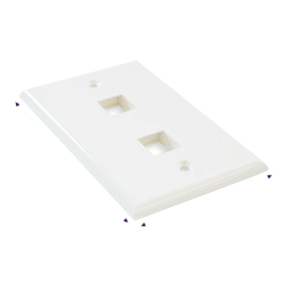 PLACA DE PARED (FACEPLATE) UNIVERSAL ENS-FP62 ENSON 2 PUERTOS ESTILO KEYCONNECT CAT6A CAT6 CAT5E CONECTORES DE FIBRA OPTICA Y COAXIALES COLOR BLANCO USO INTERIOR MATERIAL PLASTICO ABS - Imagen 3