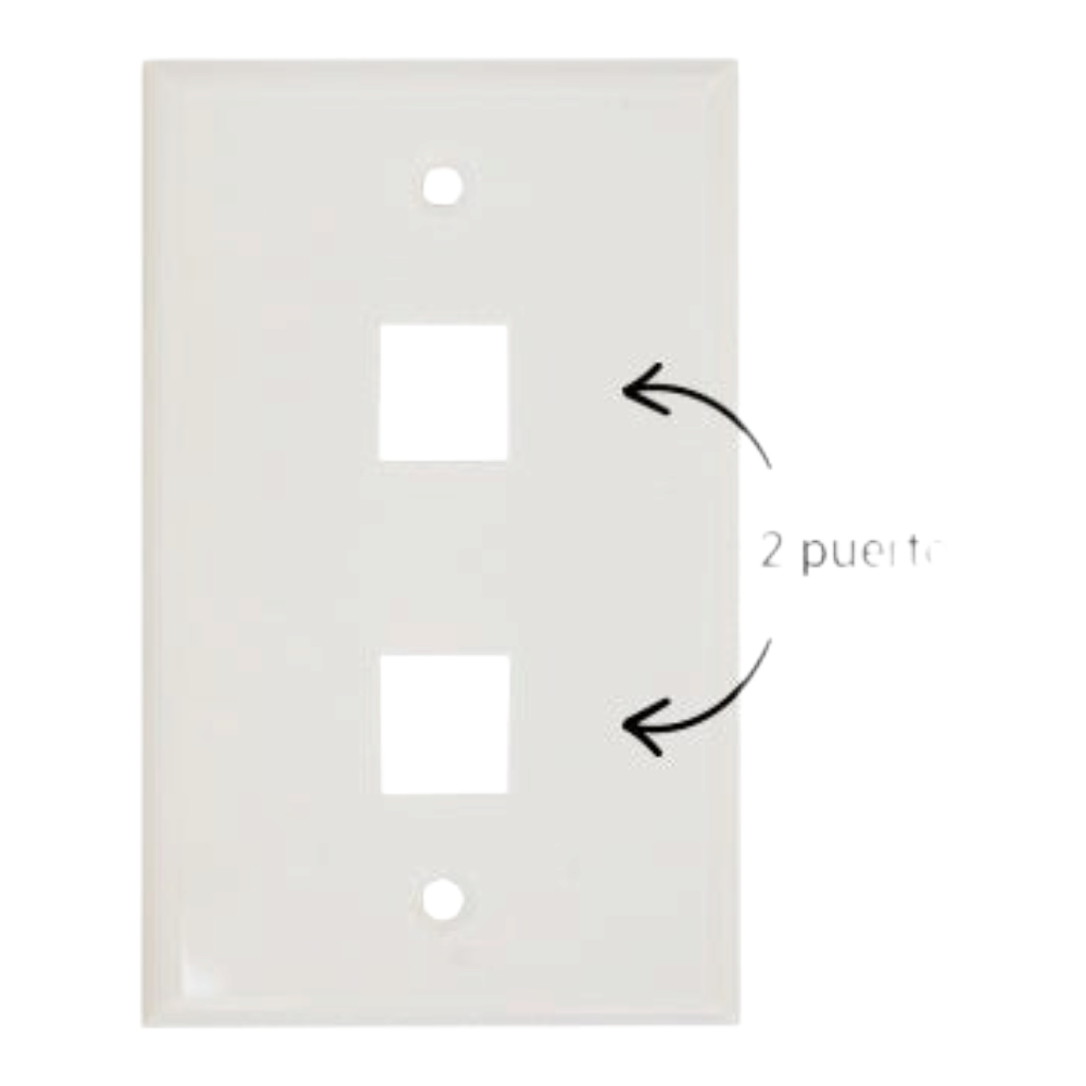 PLACA DE PARED (FACEPLATE) UNIVERSAL ENS-FP62 ENSON 2 PUERTOS ESTILO KEYCONNECT CAT6A CAT6 CAT5E CONECTORES DE FIBRA OPTICA Y COAXIALES COLOR BLANCO USO INTERIOR MATERIAL PLASTICO ABS - Imagen 4