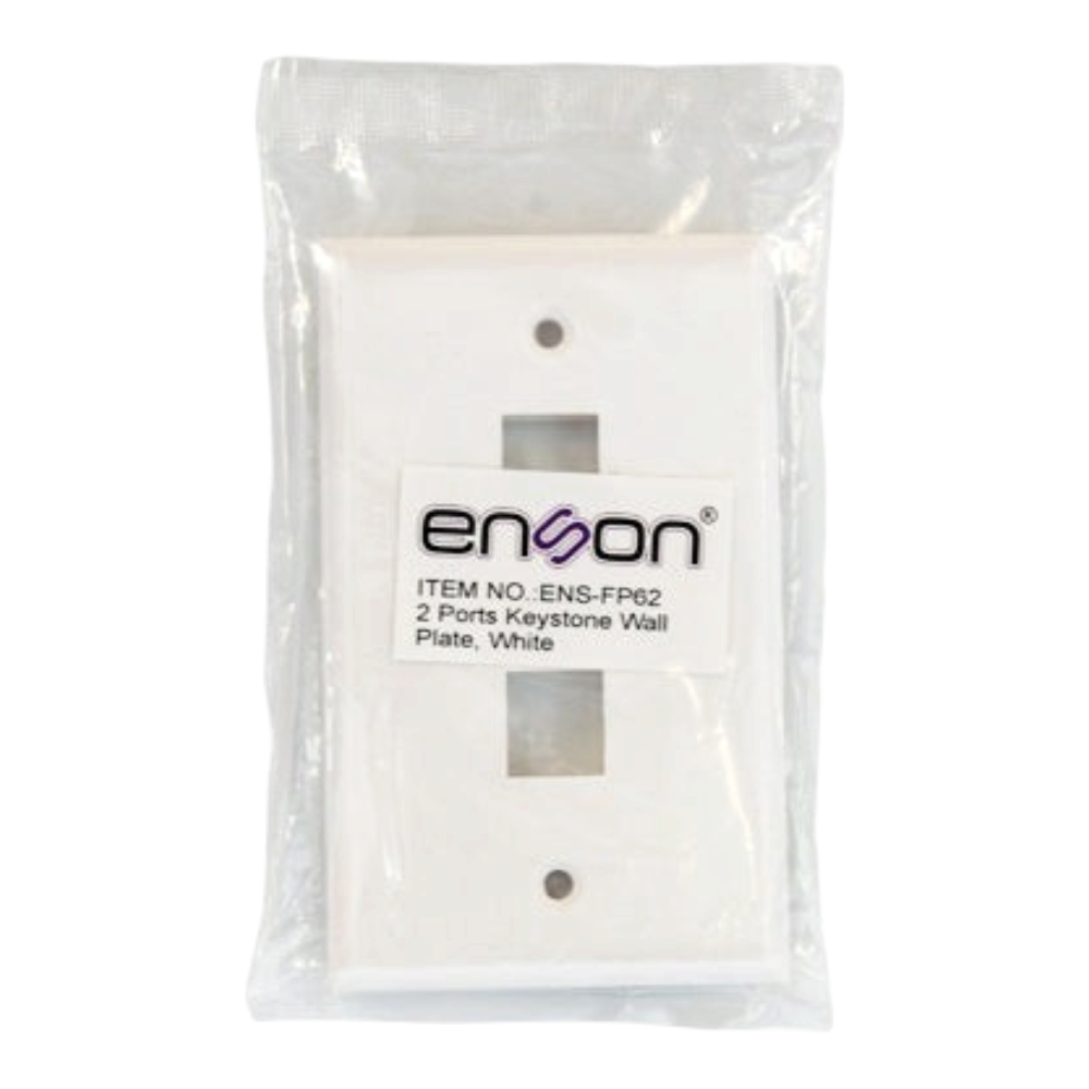 PLACA DE PARED (FACEPLATE) UNIVERSAL ENS-FP62 ENSON 2 PUERTOS ESTILO KEYCONNECT CAT6A CAT6 CAT5E CONECTORES DE FIBRA OPTICA Y COAXIALES COLOR BLANCO USO INTERIOR MATERIAL PLASTICO ABS - Imagen 6