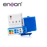 Conector Jack Enson Ens-jc5bl Cat5e Color Azul A 90 Grados Ponchado Con Pinzas Y Cubrepolvo - Imagen 1