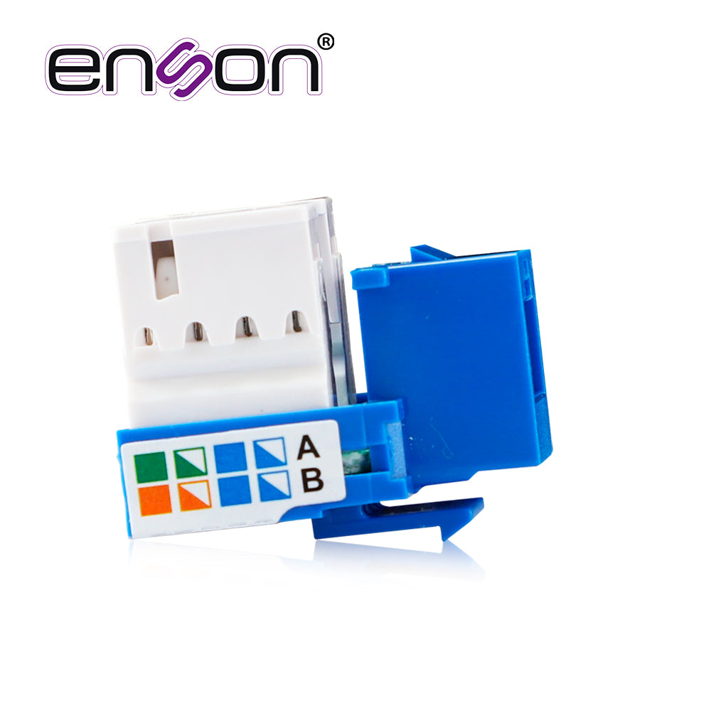 Conector Jack Enson Ens-jc5bl Cat5e Color Azul A 90 Grados Ponchado Con Pinzas Y Cubrepolvo - Imagen 1