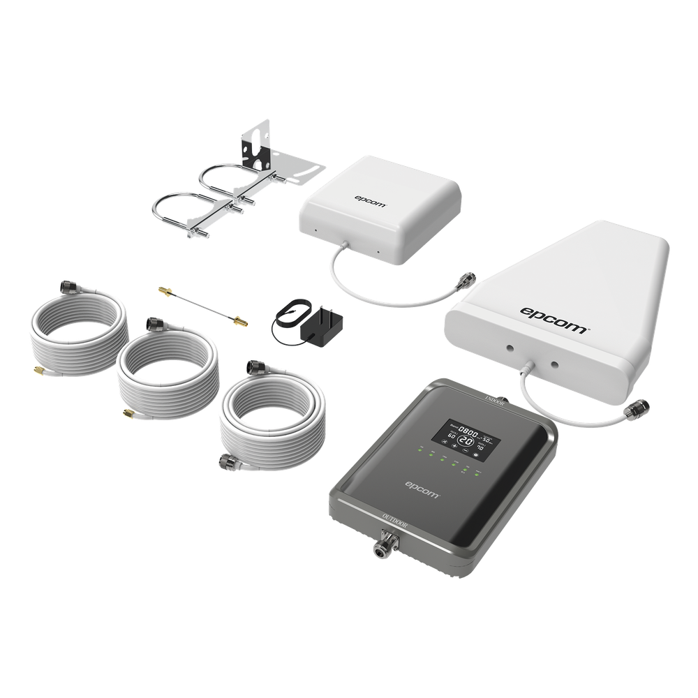 Kit Amplificador de Señal Celular 5G Mejora las llamadas y VoLTE tecnologías 2G, 3G, 4G y 5G TELCEL, AT&T, MOVISTAR y OMV de Altán hasta 2 espacios de 250 m2 EP-5G-PBS EPCOM - Imagen 1