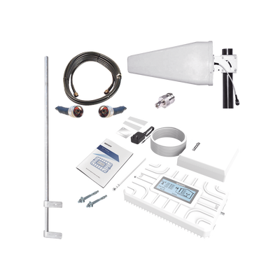 Kit PLUS de Amplificador de Señal Celular 5G / Penta Banda / Soporta 2G, 3G, 4G y 5G / Compatible con TELCEL, AT&T, MOVISTAR y OMV / Cobertura hasta 250 m2 / Incluye Antenas, Jumpers coaxiales y mástil. EPCOM - Imagen 1