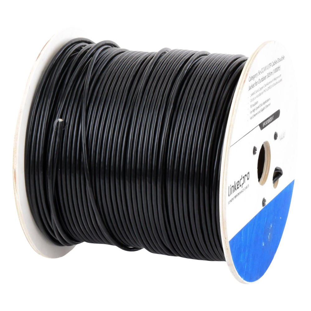 Bobina Cable UTP Cat5e 305m (1000ft) CCA 24 AWG Doble Forro Intemperie 100MHz LINKEDPRO BY EPCOM EP-CAT-5E-V2-EXT - Imagen 2