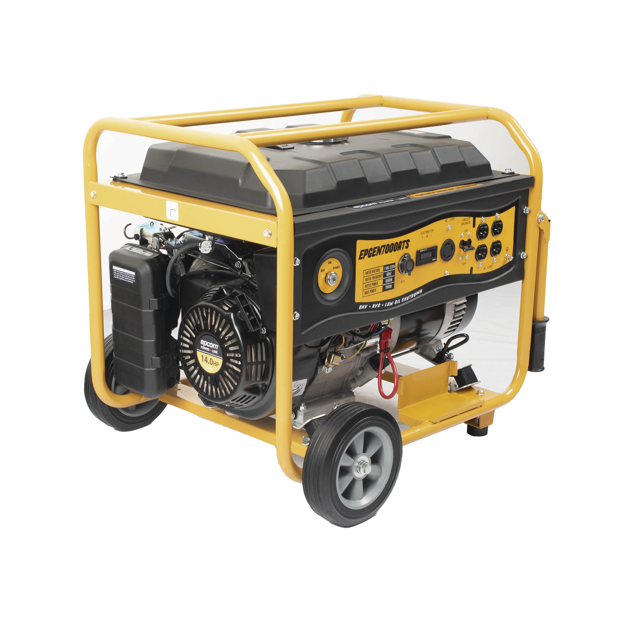 Generador a Gasolina con Encendido Automático con fallo a CFE 6.5KW Jaula con Ruedas para Fácil Traslado EPGEN7000ATS EPCOM POWERLINE - Imagen 4