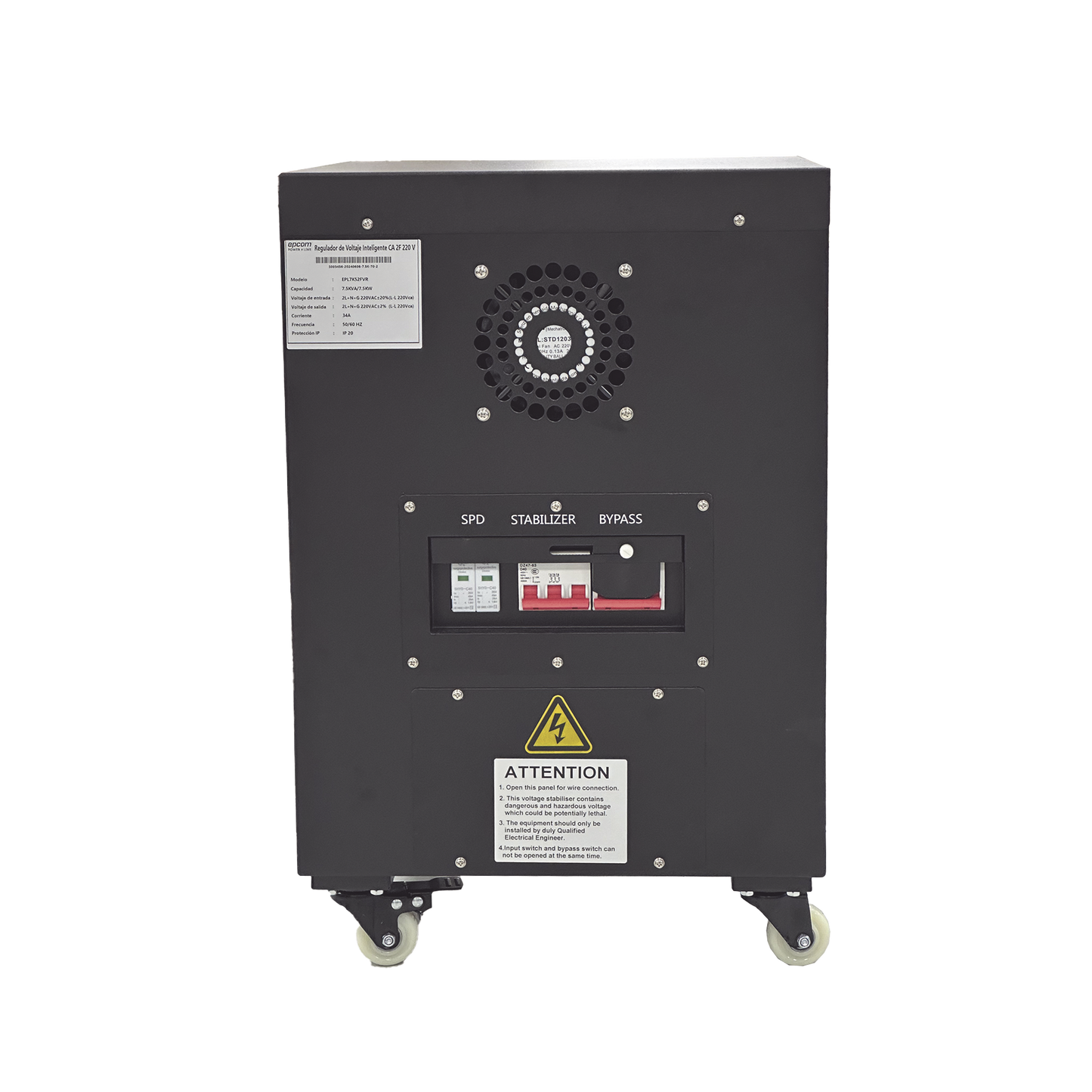 Regulador de Voltaje Industrial Bifásico Ferrorresonante 5 kVA/5 kW 220 V / Entrada 176-264 V Vca / Salida 215.6-224.4 Vca EPCOM POWERLINE - Imagen 4