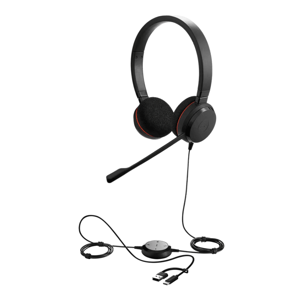 AuricularesJABRAEVOLVE20-DUO-MS-USB-C/AAuriculares Jabra Evolve 20 DUO USB - C/A Cancelación Ruido Plug and Play Microsoft Teams EVOLVE20 - DUO - MS - USB - C/A - SILYMX