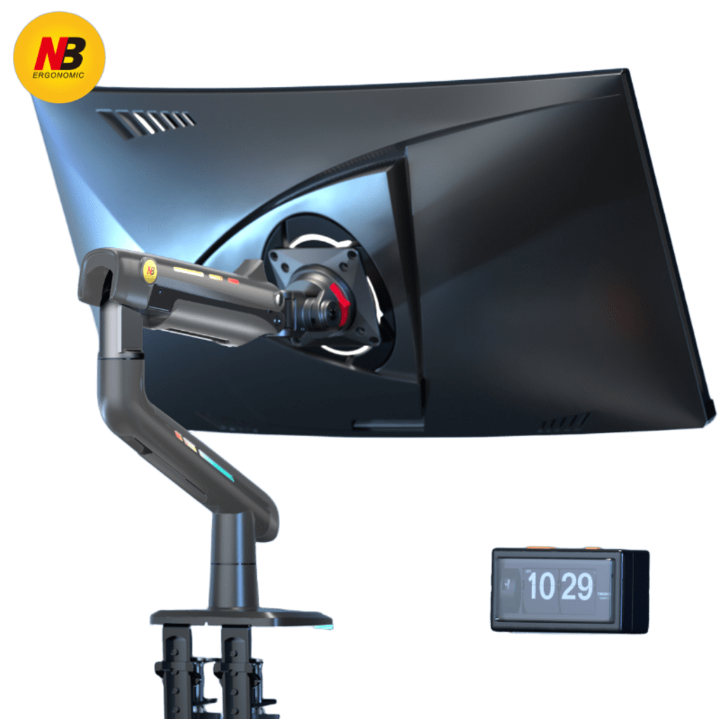 Soporte Mecánico para Monitor / 32" a 60" / Carga 2-20 kg (4.4-44 lbs) / VESA 75x75 y 100x100 mm / Iluminación RGB / Resorte de Alta Precisión / Rotación 360° NB-EPCOM - Imagen 1