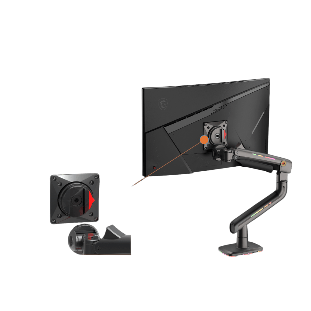 Soporte Mecánico para Monitor / 32" a 60" / Carga 2-20 kg (4.4-44 lbs) / VESA 75x75 y 100x100 mm / Iluminación RGB / Resorte de Alta Precisión / Rotación 360° NB-EPCOM - Imagen 3