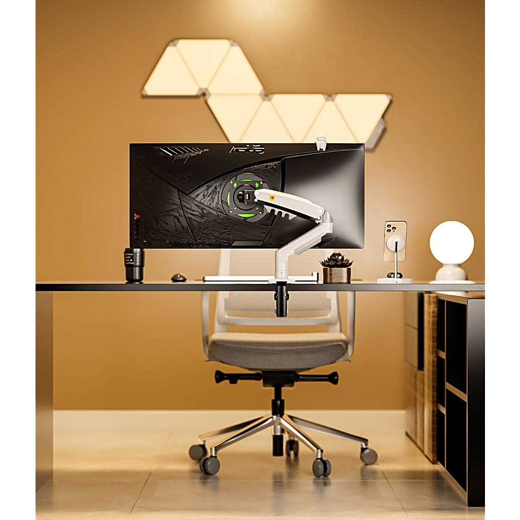 Brazo Ajustable para Monitor / 17" a 30" / Capacidad 9 kg / Rotación 360° / Inclinación +85° a -30° / Giro 180° / Resorte de Gas / Blanco NB-EPCOM - Imagen 2