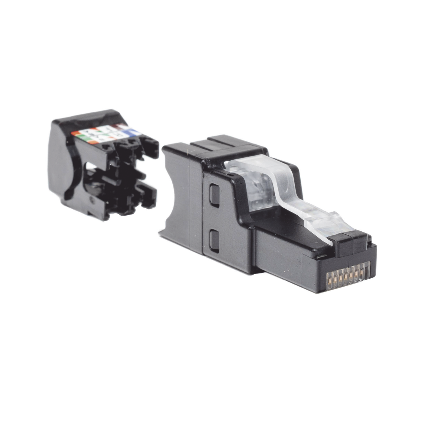 Plug RJ45 UTP Instalación Recta Terminación en Campo Certificable Compatible con Cat5e Cat6 y Cat6A Color Negro PANDUIT - Imagen 1