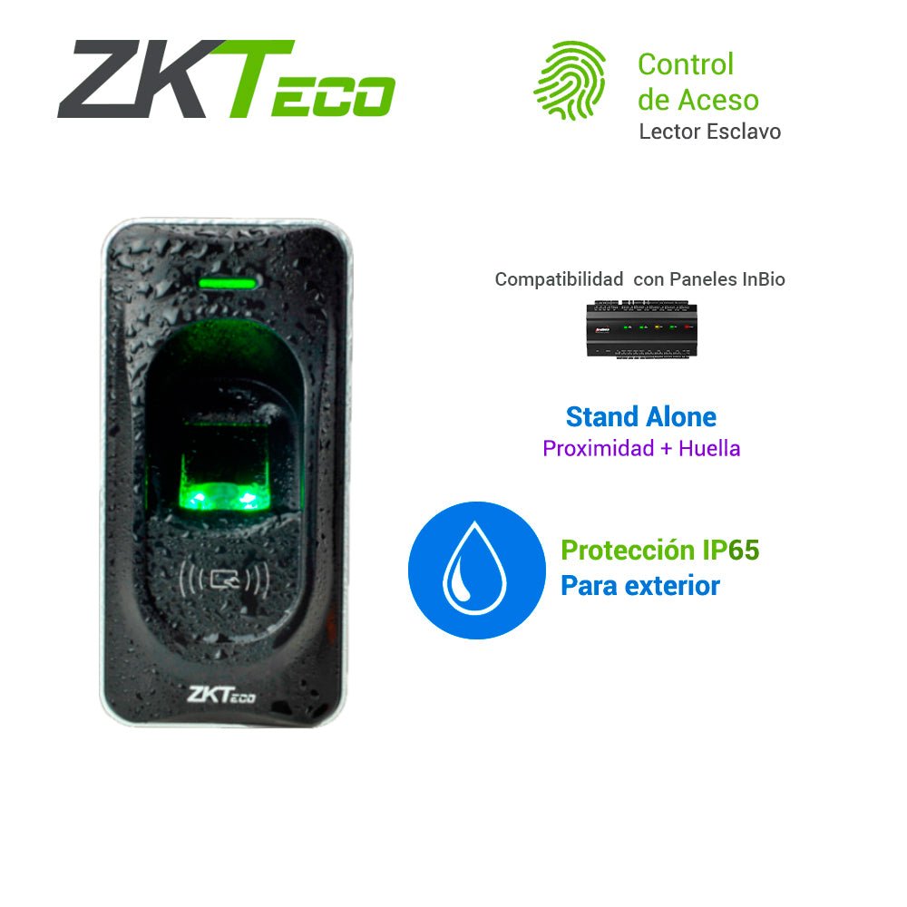 BiométricosZKTECOFR1200Lector Biométrico Huella y Tarjeta ID 125kHz RS485 IP65 Interior Exterior Compatible inBIO ZKTeco FR1200 - SILYMX