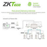 BiométricosZKTECOFR1200Lector Biométrico Huella y Tarjeta ID 125kHz RS485 IP65 Interior Exterior Compatible inBIO ZKTeco FR1200 - SILYMX