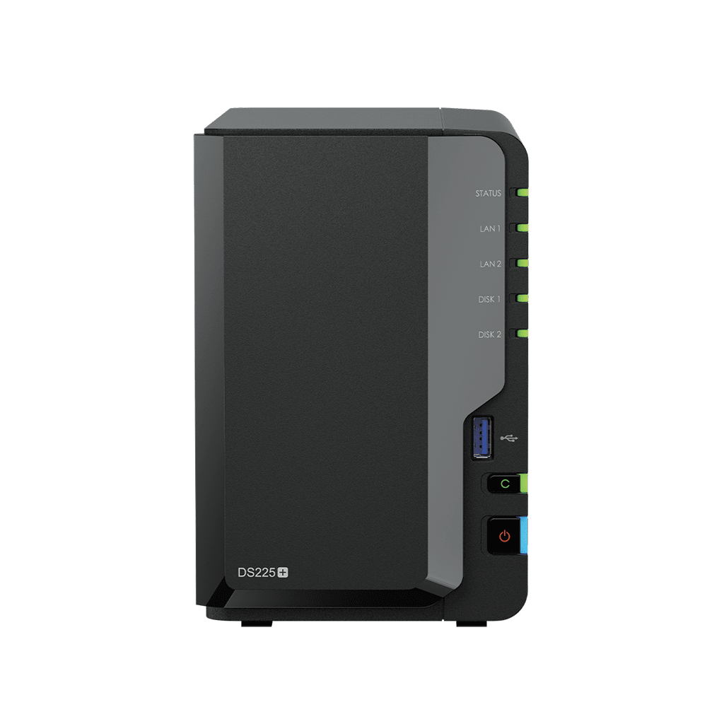 NAS DiskStation DS225+ 2 Bahías Intel Celeron J4125 2 GB DDR4 Hasta 40 TB Puertos 1GbE y 2.5GbE USB 3.2 Gen 1 Compatible con RAID Synology DSM DS225PLUS - SILYMX