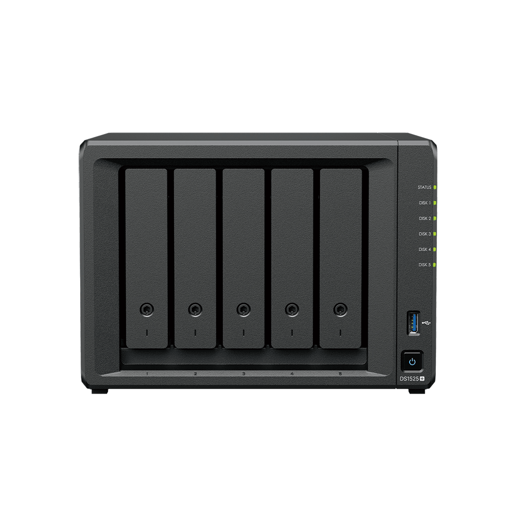 NAS Profesional 5 Bahías con 2.5GbE, Soporte 10GbE y Expansión a 15 Bahías Synology DS1525+