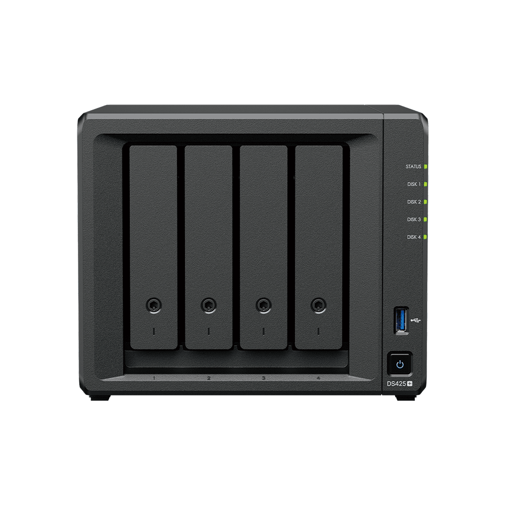 NAS Profesional 4 Bahías con 2.5GbE | Intel Celeron J4125 | Hasta 80 TB | DSM Synology DiskStation DS425+