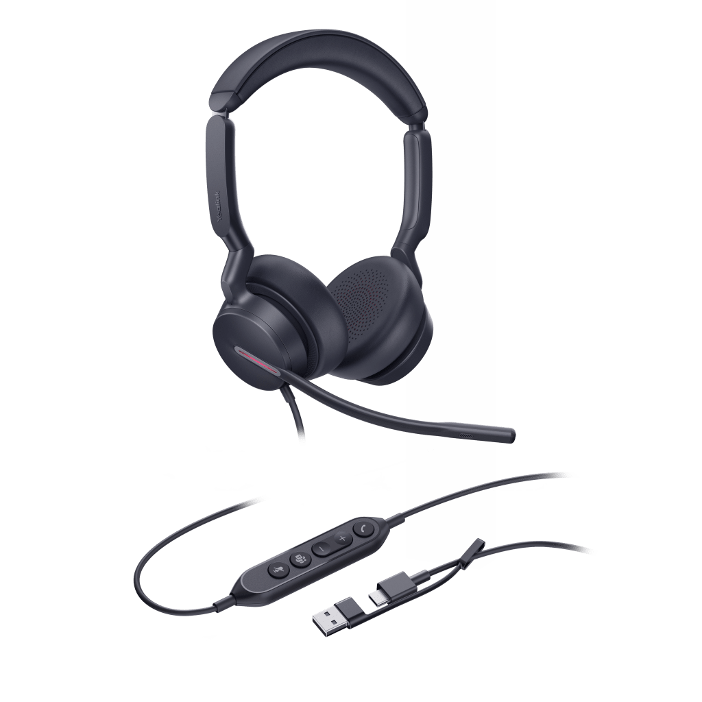 Auriculares Diadema Profesional con Cancelación de Ruido AI y Certificación Microsoft Teams Yealink UH46 Dual Teams USB-C/A –
