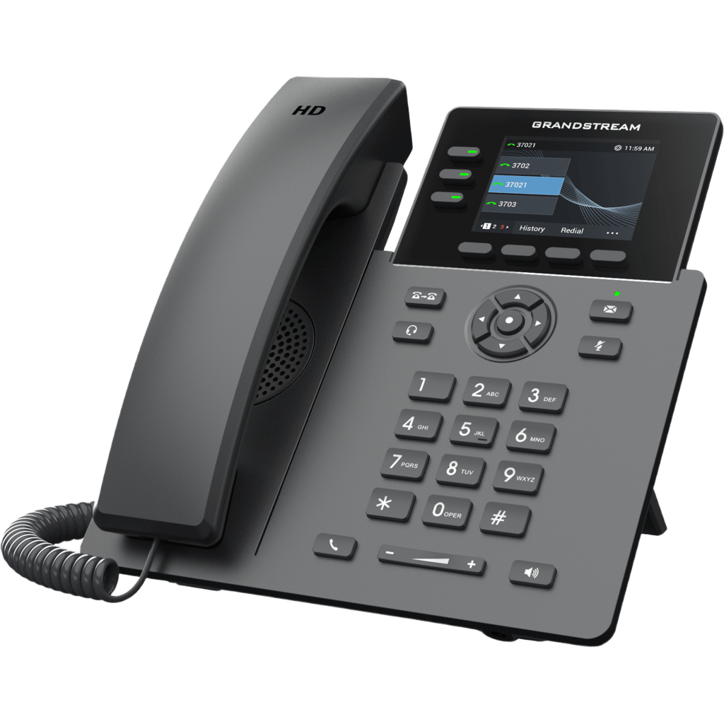 Teléfono IP Grandstream Grado Operador 3 Líneas 12 Botones Virtuales Multiuso Pantalla LCD 2.8 Pulgadas Puertos Gigabit con PoE Audio HD Compatible con GDMS GRP2611G