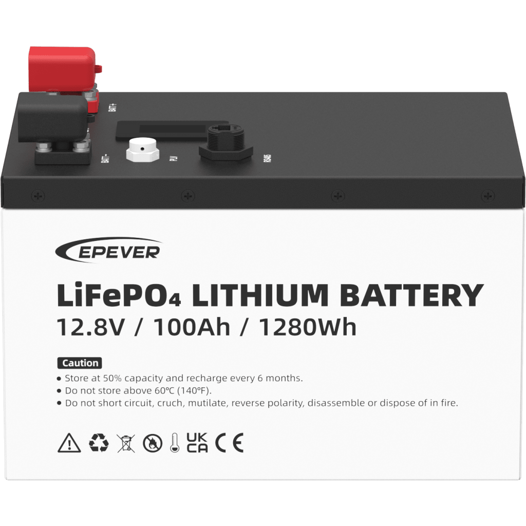 Batería de Litio LiFePO4 12.8Vcc 100Ah 1.28KwH Pantalla LCD para Monitoreo Local Carcasa Metálica LFP100EP128V2