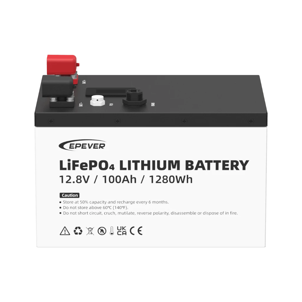 BateríasEPEVERLFP100EP128V2Batería de Litio LiFePO4 12.8Vcc 100Ah 1.28KwH Pantalla LCD para Monitoreo Local Carcasa Metálica LFP100EP128V2 - SILYMX