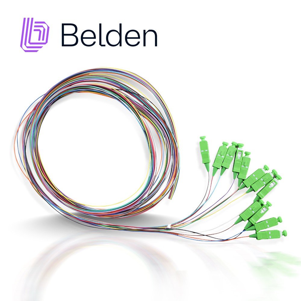 Empalmes Fibra ÓpticaBELDENFTSSB900PR12Pigtail De Terminación De Campo Belden OS2 SC Simplex APC Buffer 900 Um 12 Fibras Codificadas En Color Longitud 2 Metros FTSSB900PR12 - SILYMX