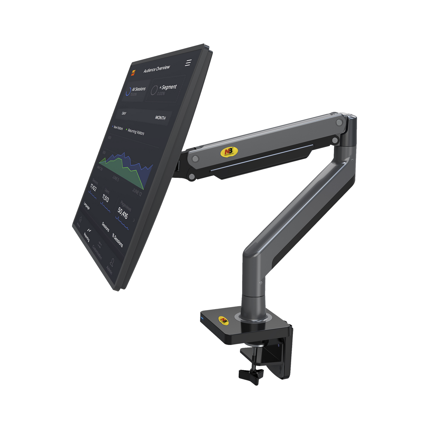 Soporte de Escritorio Articulado / Monitores 22-40" / Carga 15 kg (33 lbs) / VESA 75x75 y 100x100 / Giro 360° / Altura 320 mm (1.05 ft) NB-EPCOM - Imagen 2