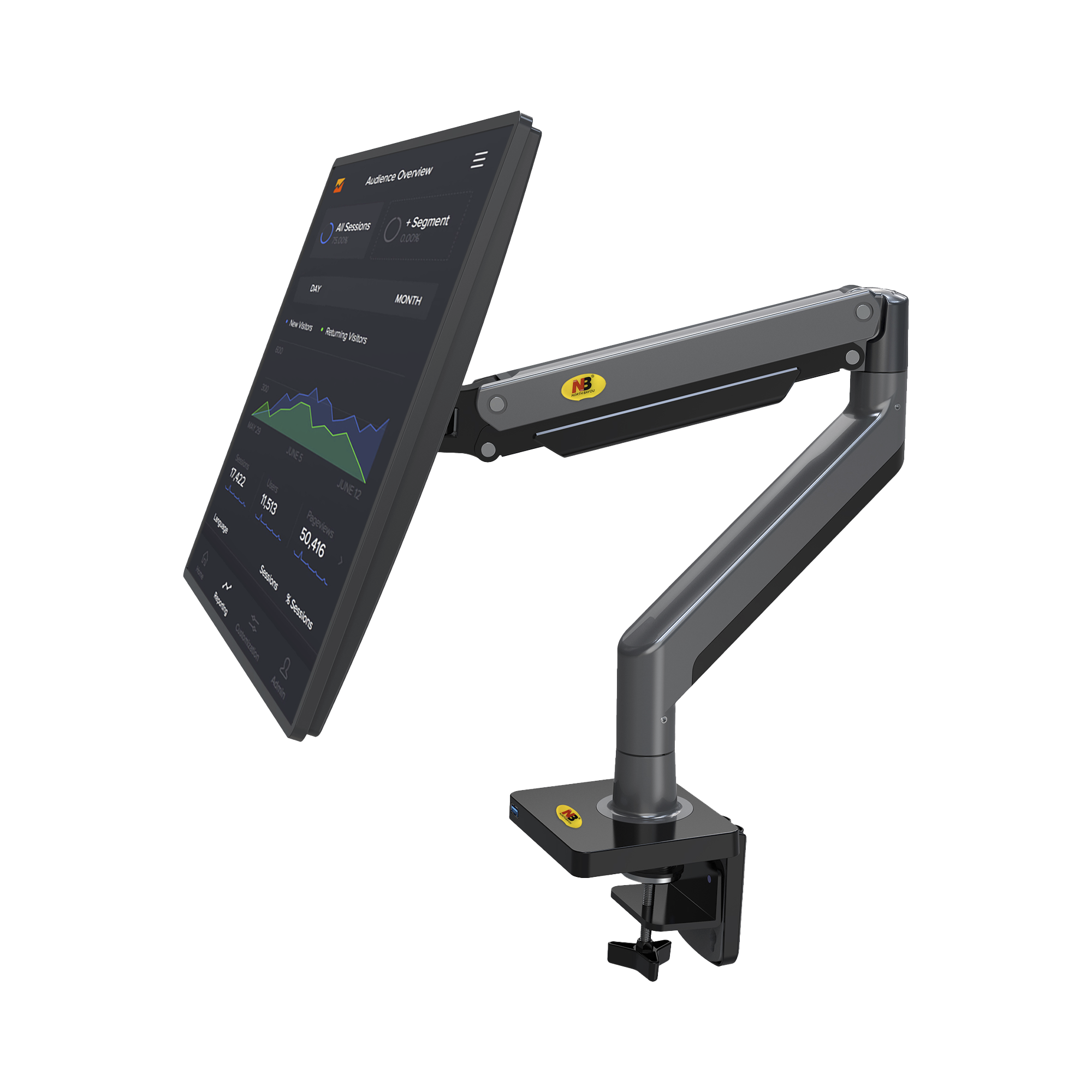 Soporte de Escritorio Articulado / Monitores 22-40" / Carga 15 kg (33 lbs) / VESA 75x75 y 100x100 / Giro 360° / Altura 320 mm (1.05 ft) NB-EPCOM - Imagen 2