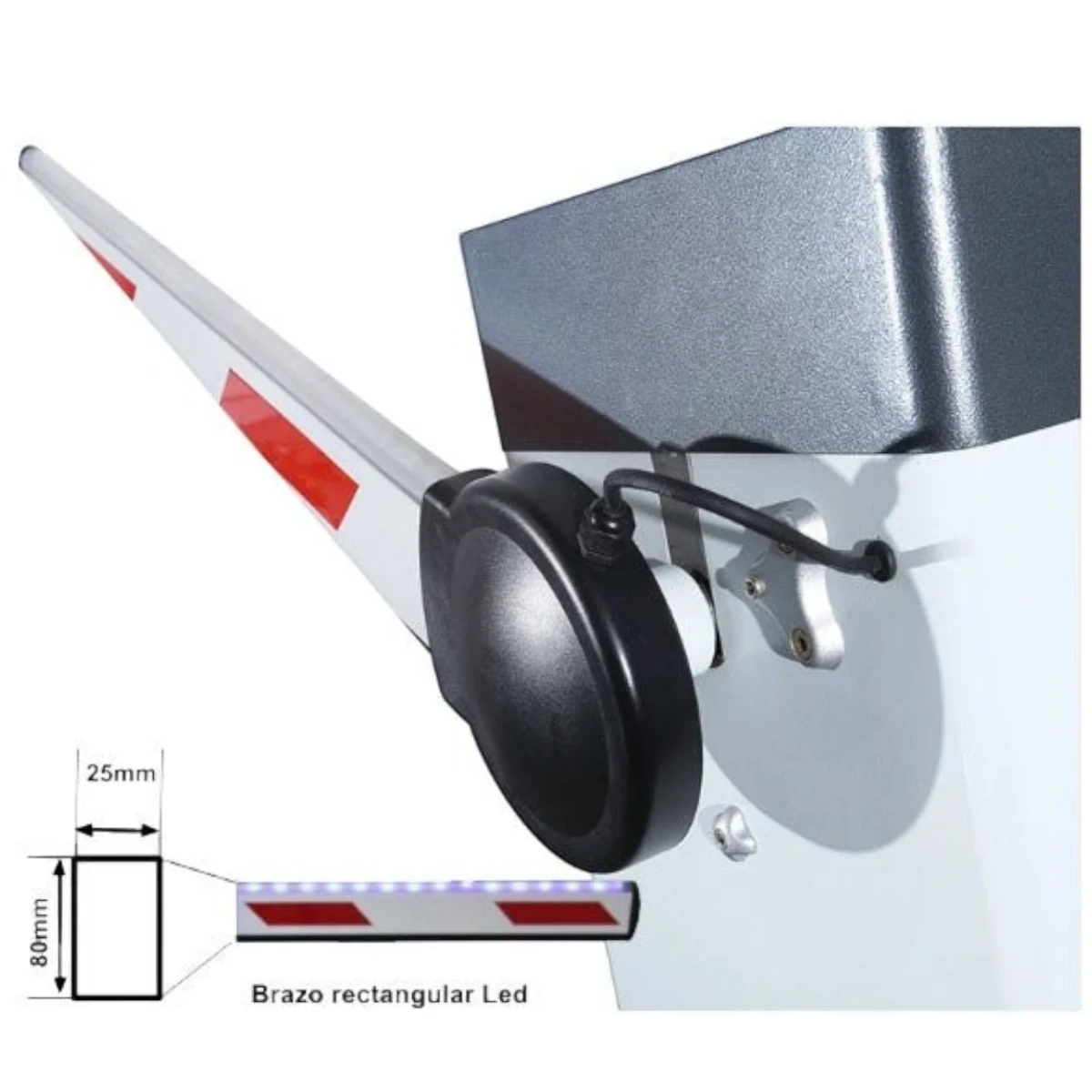 Barreras VehicularesWEJOINWJLBM3RBrazo LED Derecho 3m (10ft) Barrera Vehicular Reflectante Aluminio Alta Resistencia Control Acceso WEJOIN WJLBM3R - SILYMX