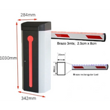 Barreras VehicularesWEJOINWJLBM3RBrazo LED Derecho 3m (10ft) Barrera Vehicular Reflectante Aluminio Alta Resistencia Control Acceso WEJOIN WJLBM3R - SILYMX