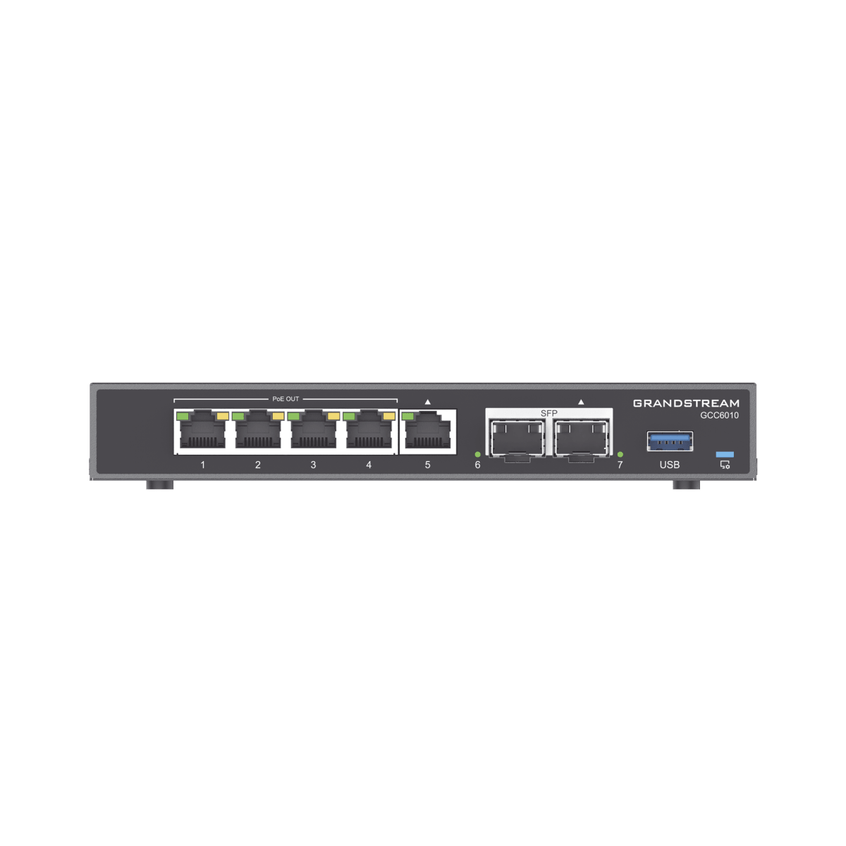 Switches PoEGRANDSTREAMGCC6010Firewall NGFW Router IP PBX 24 Usuarios Switch 5 Puertos Gigabit 4 PoE 2 SFP 2.5G Grandstream GCC6010 - SILYMX