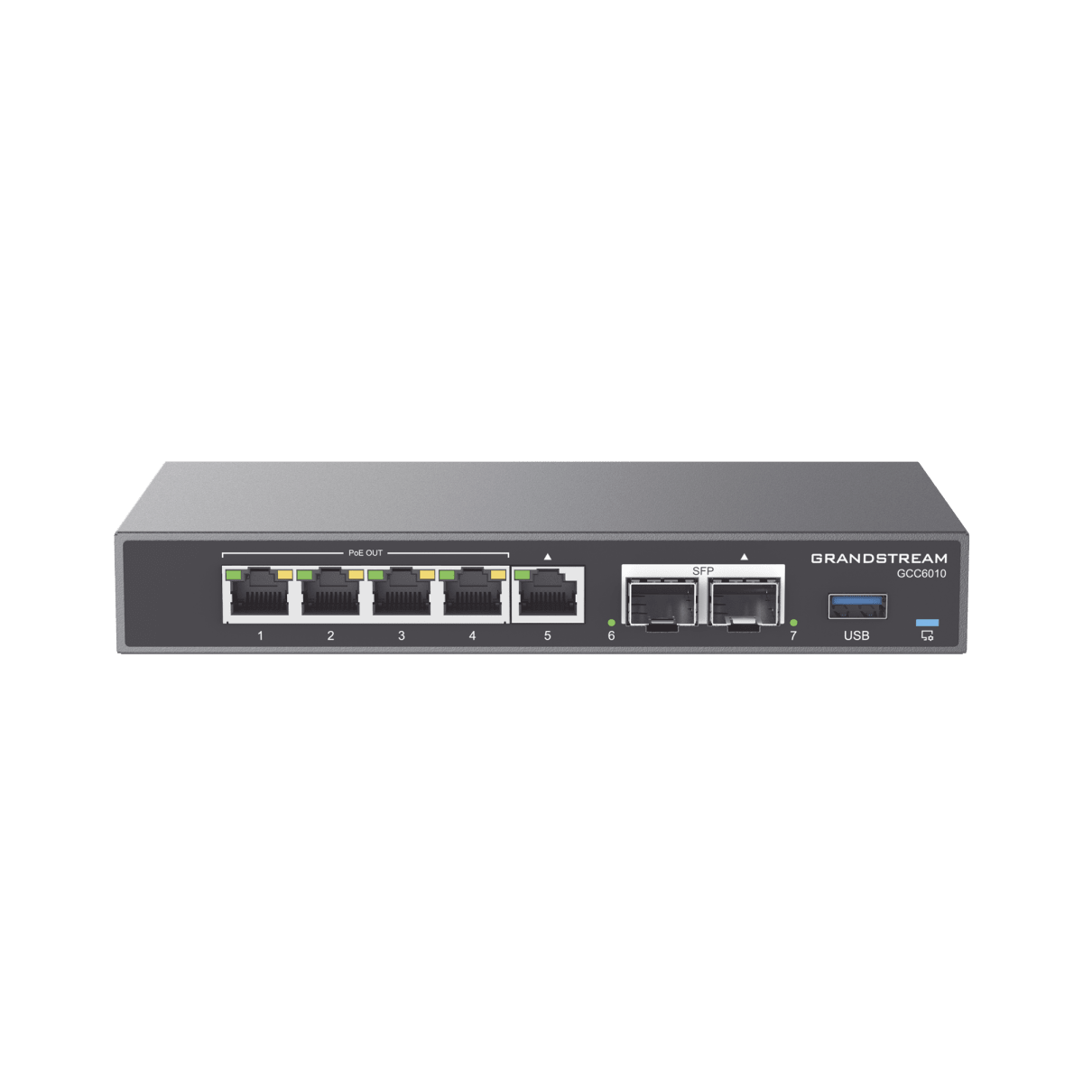 Switches PoEGRANDSTREAMGCC6010Firewall NGFW Router IP PBX 24 Usuarios Switch 5 Puertos Gigabit 4 PoE 2 SFP 2.5G Grandstream GCC6010 - SILYMX