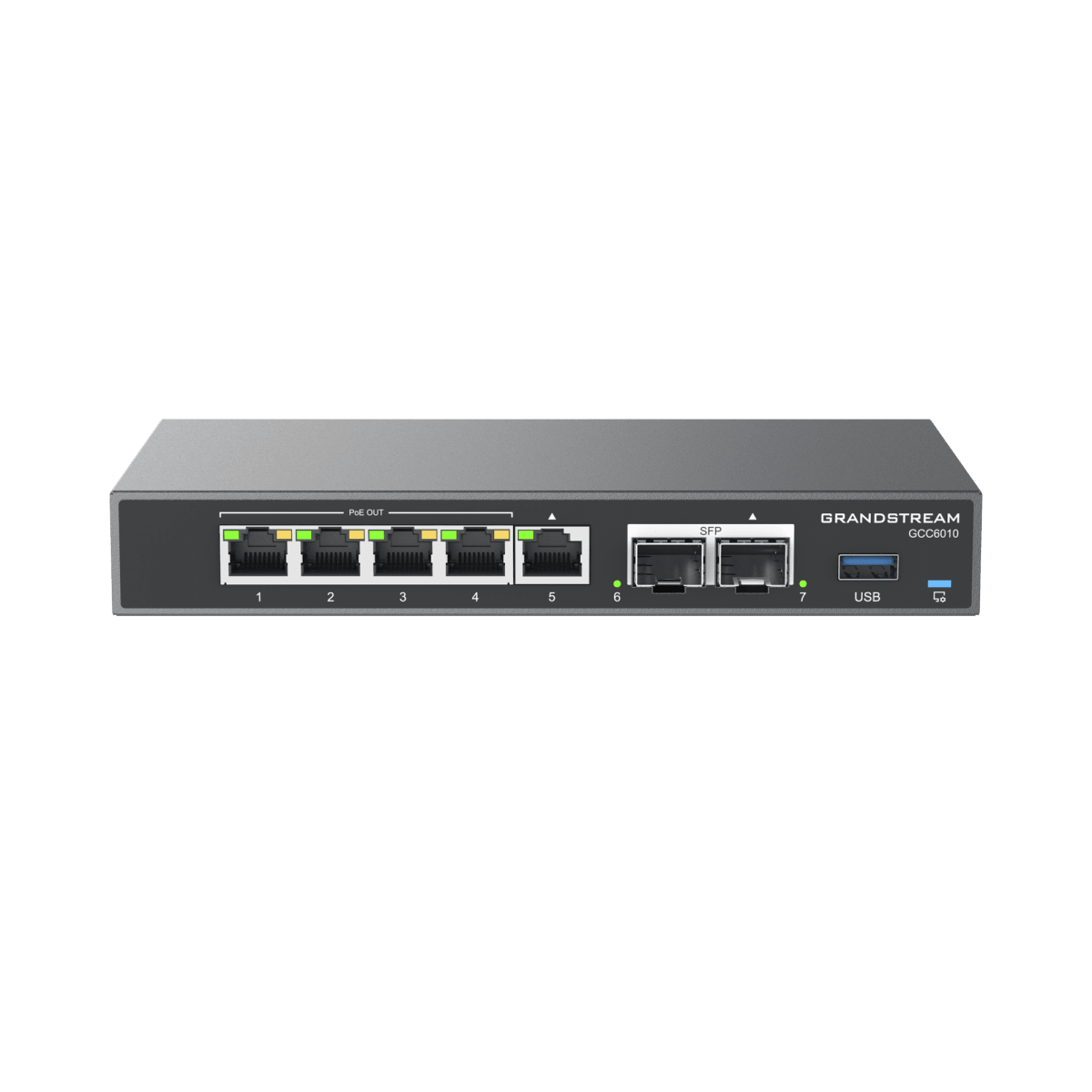 Switches PoEGRANDSTREAMGCC6010Firewall NGFW Router IP PBX 24 Usuarios Switch 5 Puertos Gigabit 4 PoE 2 SFP 2.5G Grandstream GCC6010 - SILYMX
