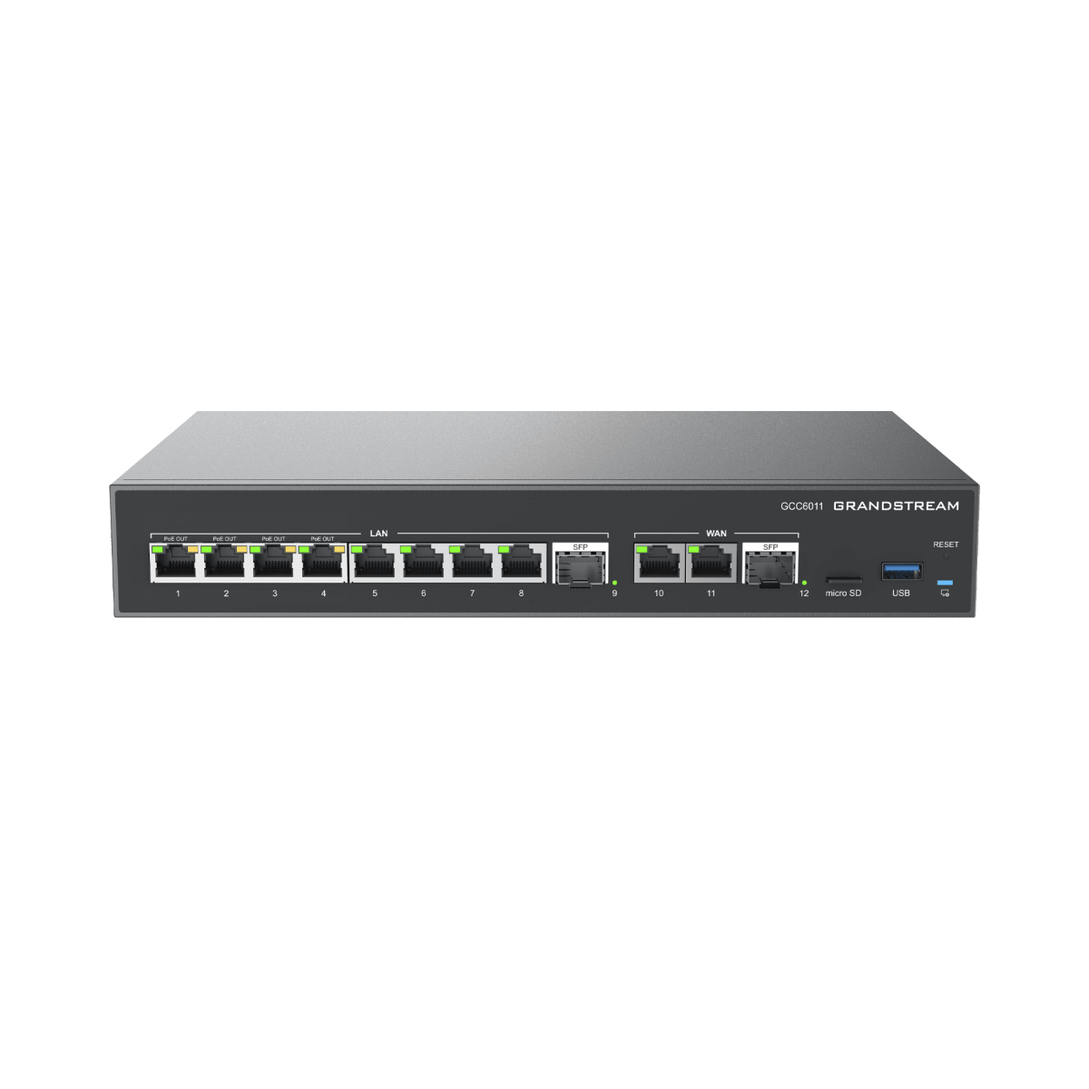 Switches PoEGRANDSTREAMGCC6011Firewall NGFW Router PBX IP Switch 10 Puertos Gigabit 4 PoE 2 SFP 2.5G Grandstream GCC6011 - SILYMX