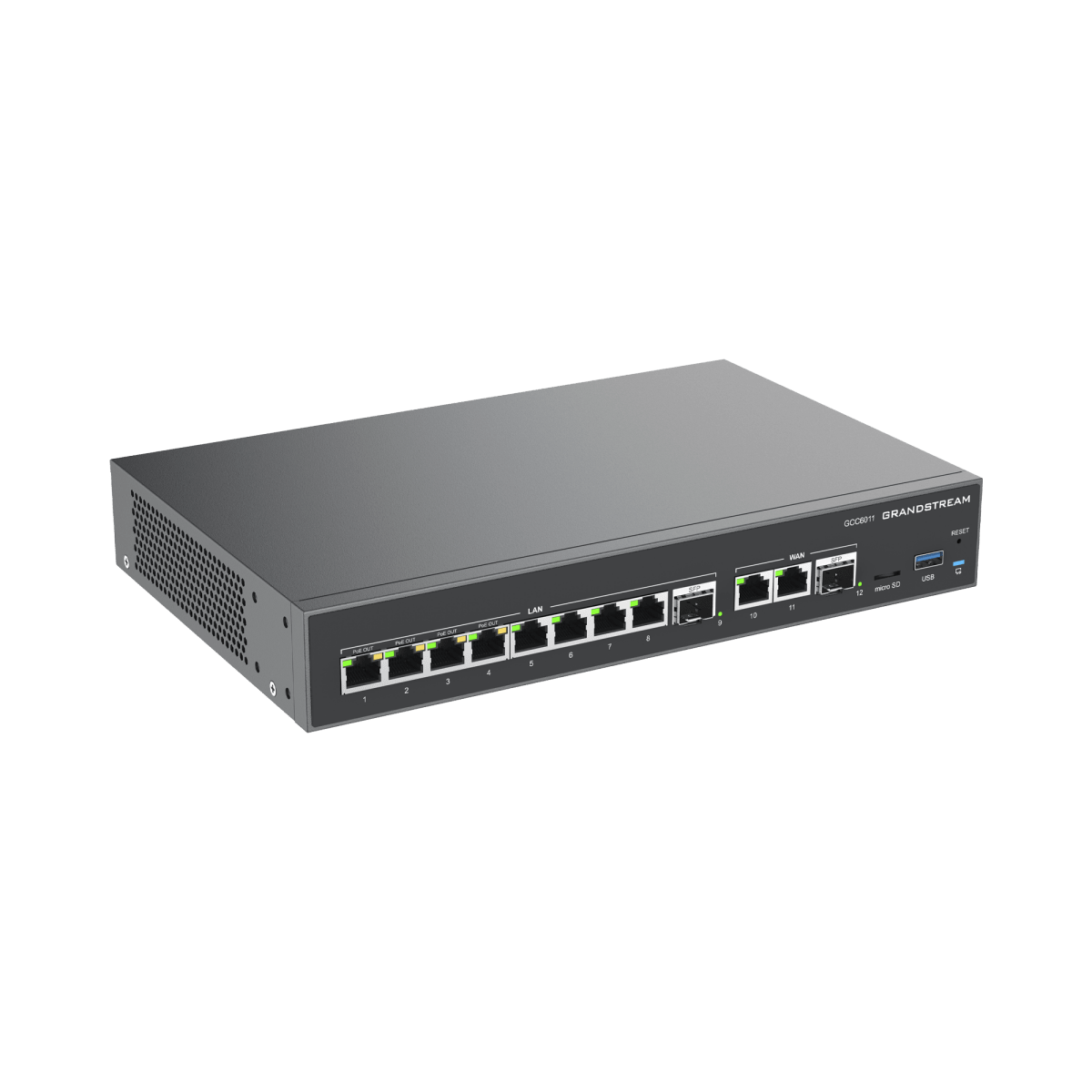 Switches PoEGRANDSTREAMGCC6011Firewall NGFW Router PBX IP Switch 10 Puertos Gigabit 4 PoE 2 SFP 2.5G Grandstream GCC6011 - SILYMX