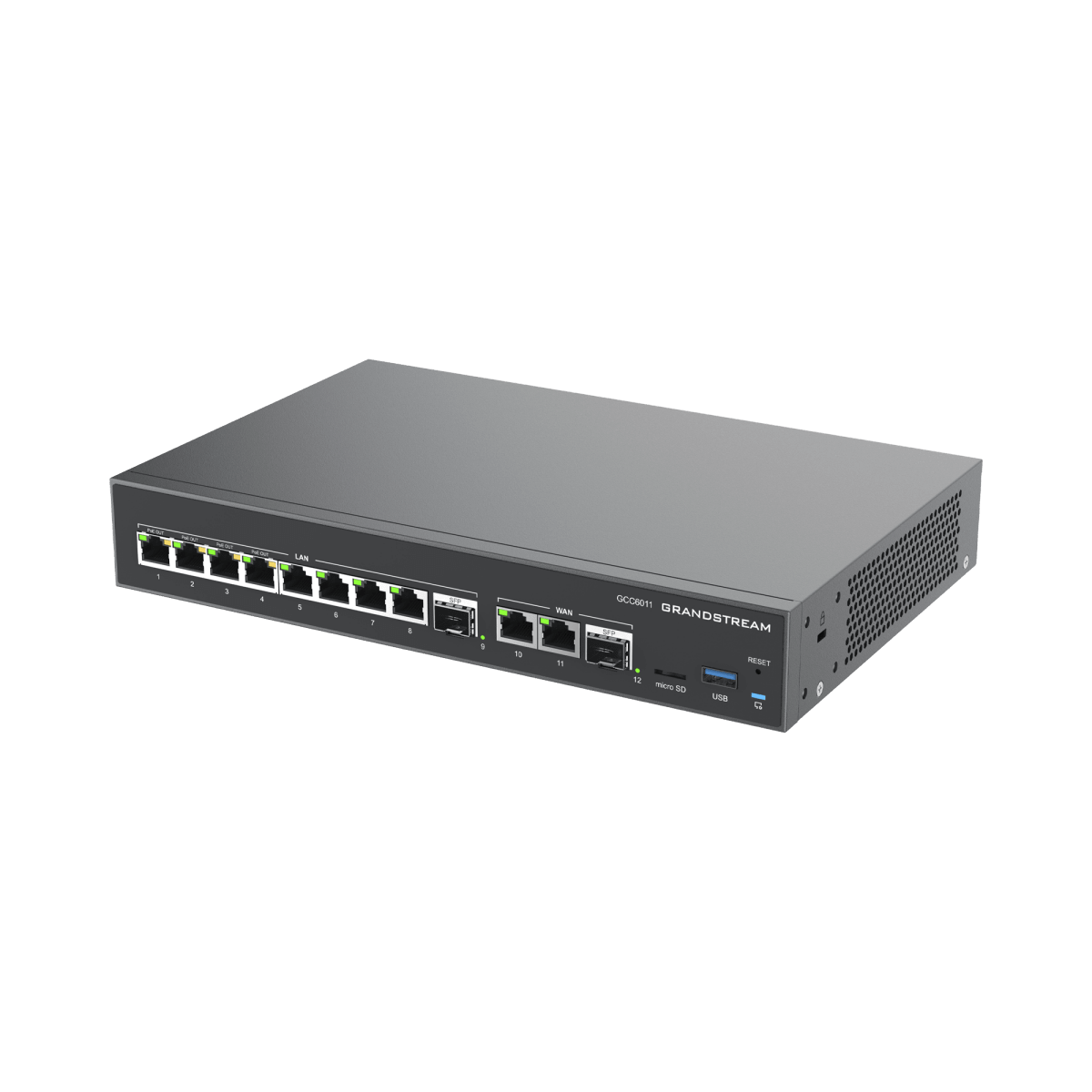 Switches PoEGRANDSTREAMGCC6011Firewall NGFW Router PBX IP Switch 10 Puertos Gigabit 4 PoE 2 SFP 2.5G Grandstream GCC6011 - SILYMX