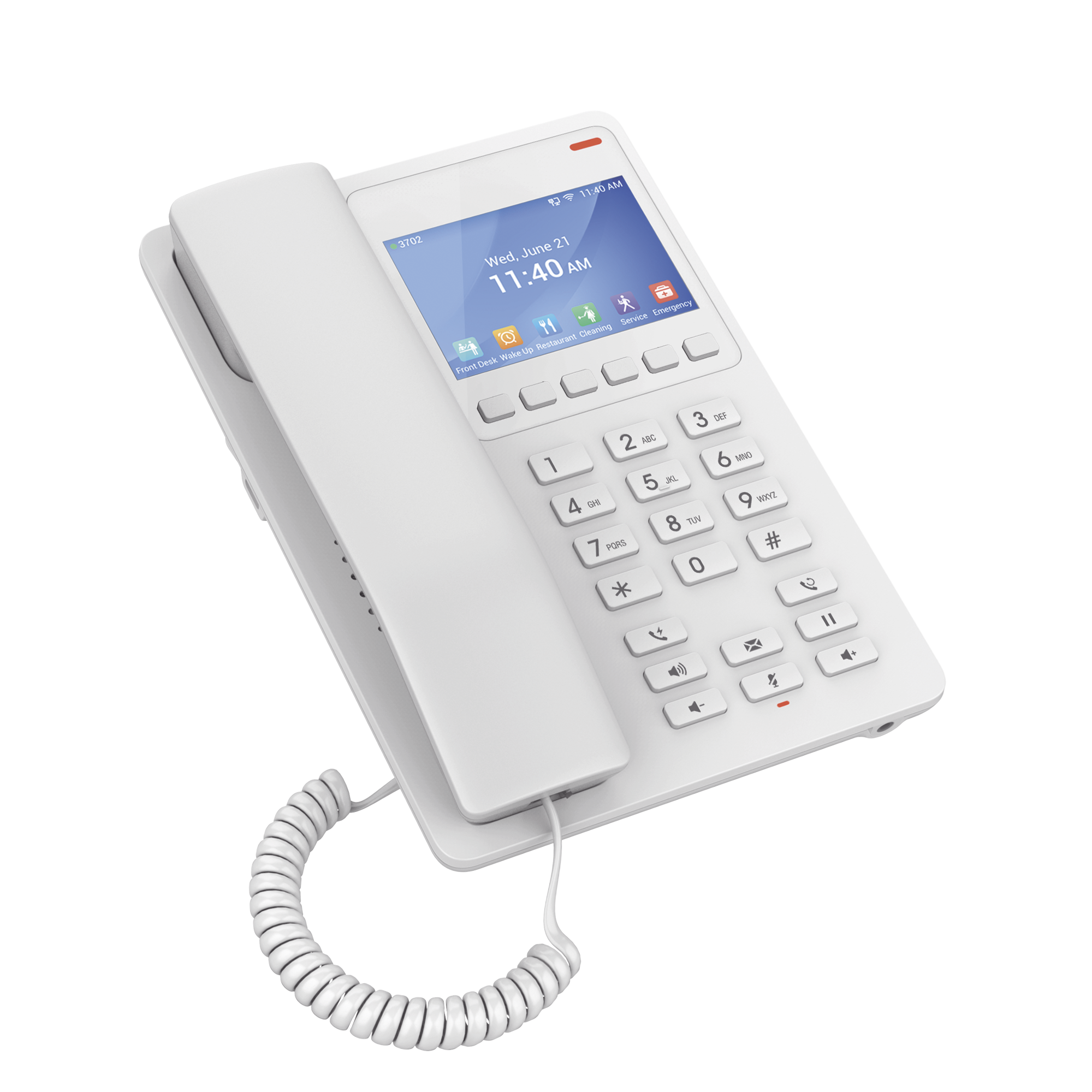 Teléfono IP Hotelero con pantalla LCD a color, 2 líneas SIP con 2 cuentas, codec Opus, IPV4/IPV6, color blanco, con gestión en la nube GDMS GRANDSTREAM - Imagen 1