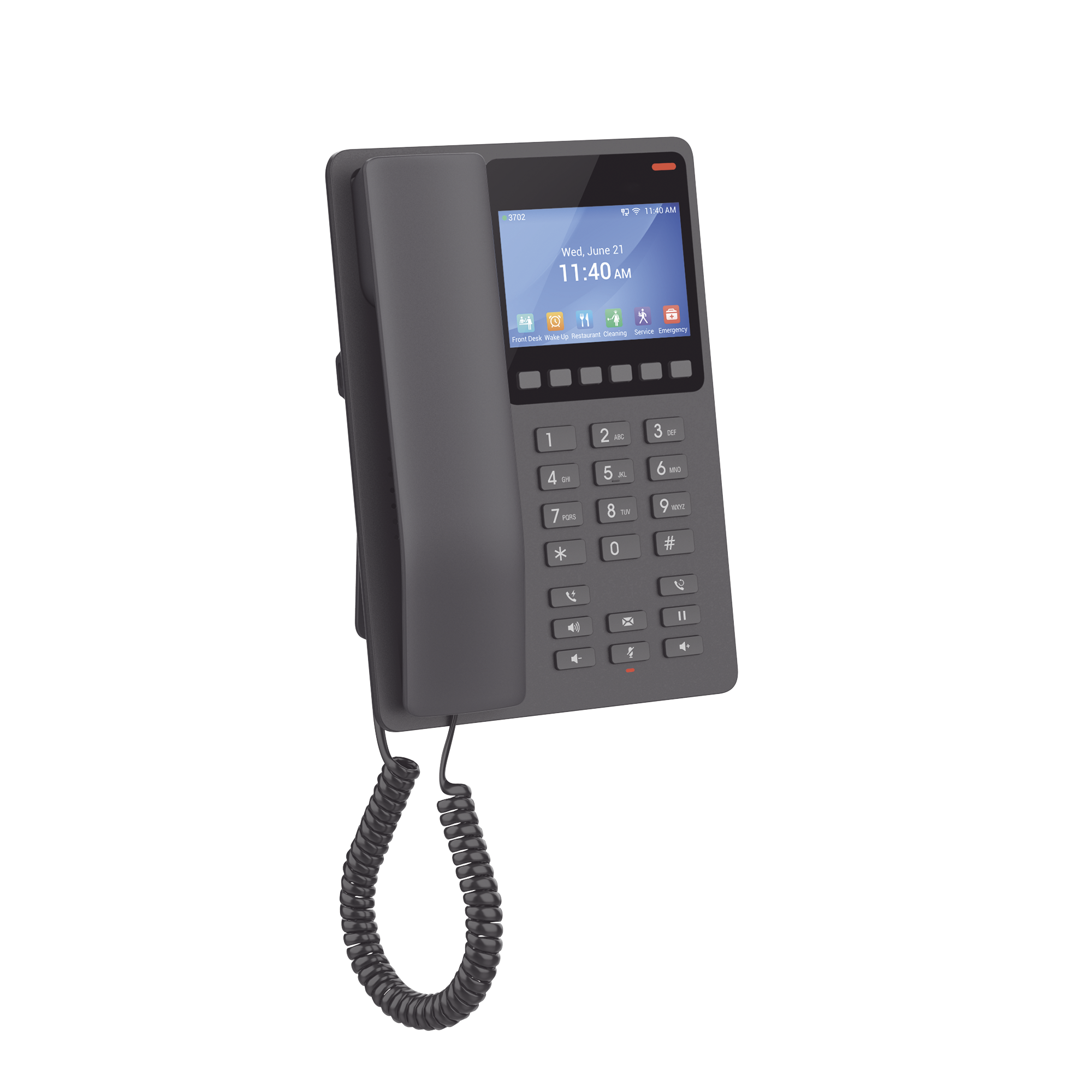 Teléfono IP Hotelero con pantalla LCD a color, 2 líneas SIP con 2 cuentas, codec Opus, IPV4/IPV6, color negro, con gestión en la nube GDMS GRANDSTREAM - Imagen 3