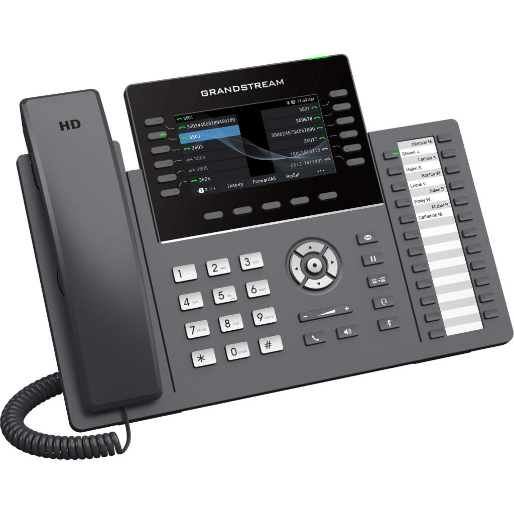 TELÉFONO IP PROFESIONAL DE 12 LÍNEAS / 24 TECLAS DE EXTENSIÓN PROGRAMABLES / WI-FI 6 / POE INTEGRADO / PANTALLA LCD 4.3 PULGADAS / SEGURIDAD DE NIVEL EMPRESARIAL / BLUETOOTH INTEGRADO / COMPATIBLE CON GDMS / AUDIO HD CON NOISE-SHIELD GRANDSTREAM - Imagen 3