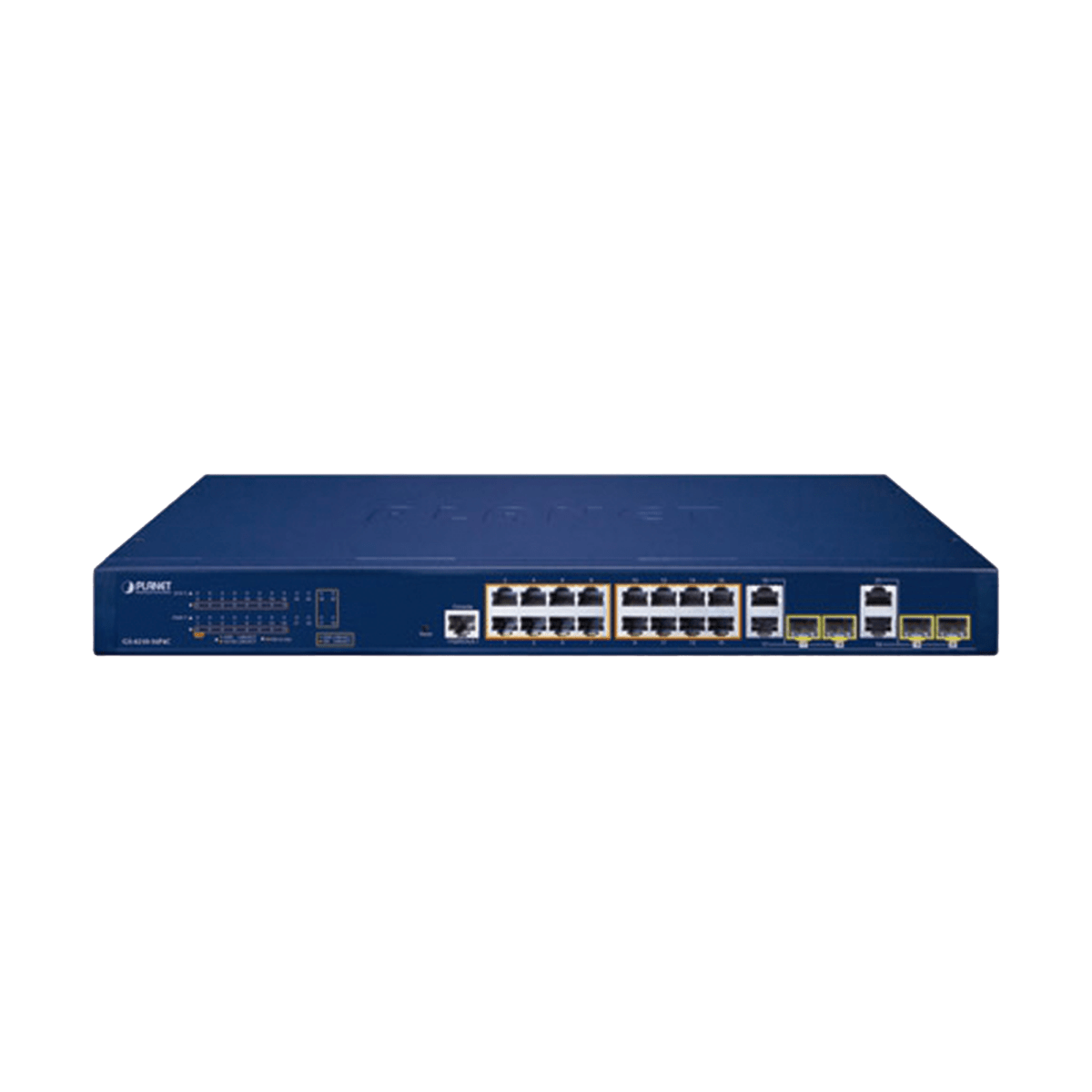 Switches PoEPLANETGS-4210-16P4CSwitch Administrable Capa 2 16 Puertos Gigabit PoE+ 240W 4 SFP PLANET GS - 4210 - 16P4C - SILYMX