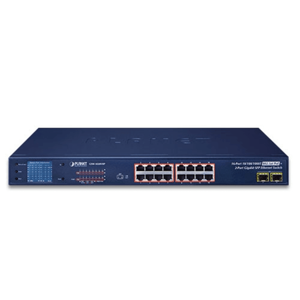 Switches PoEPLANETGSW-1820VHPSwitch No Administrable 16 Puertos Gigabit PoE+ Extender 2 SFP Pantalla LCD PLANET GSW - 1820VHP - SILYMX
