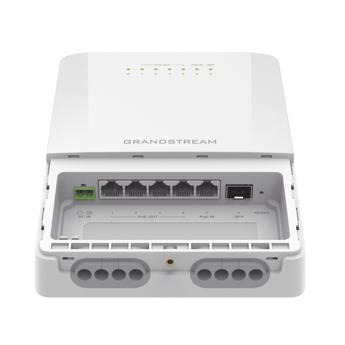 Switches PoEGRANDSTREAMGWN7710RSwitch PoE Lite 6 Puertos (5GE+1SFP) Exterior IP66 Administrable Grandstream GWN7710R - SILYMX
