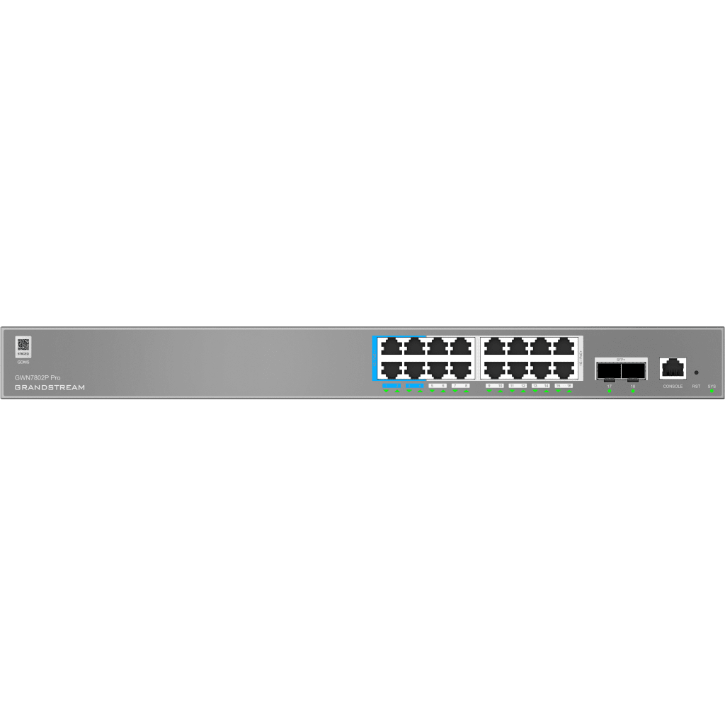 Switch de Red Empresarial L2++ / Serie GWN7800 Pro / 16 Puertos Gigabit PoE 250W / 2 Puertos SFP+ / Gestión Cloud GDMS / VLAN 4K / QoS Avanzado / Seguridad Integral GRANDSTREAM - Imagen 1