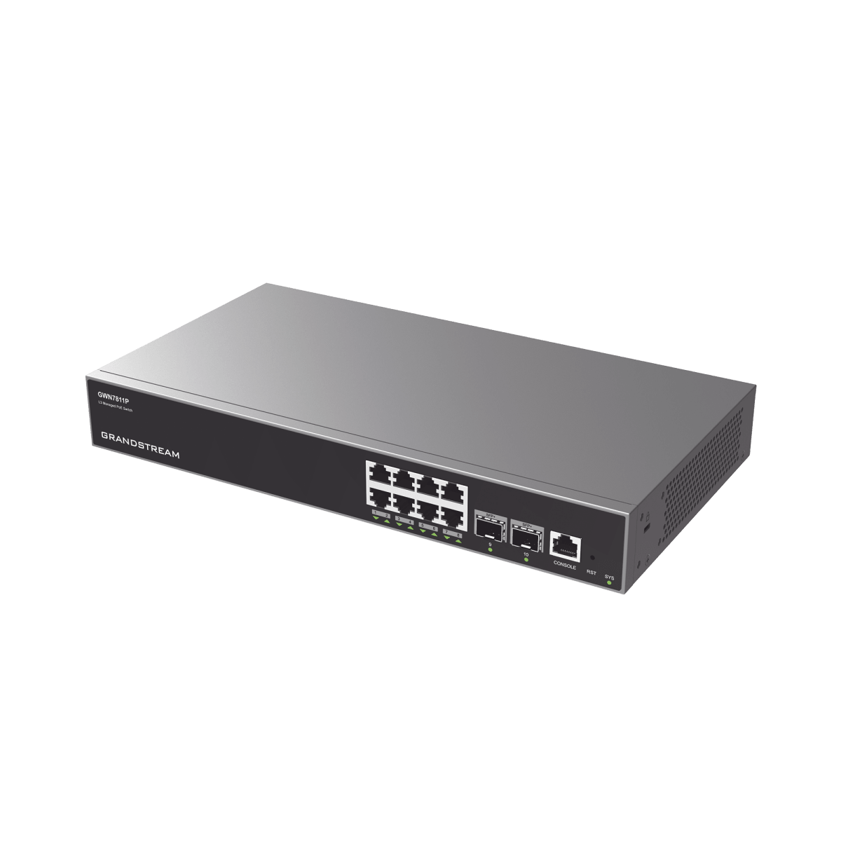 Switches PoEGRANDSTREAMGWN7811PSwitch Capa 3 PoE+ Administrable 8 Puertos Gigabit 2 SFP+ 10G 120W Grandstream GWN7811P - SILYMX