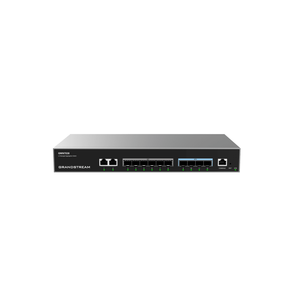 SwitchesGRANDSTREAMGWN7830Switch Agregación Capa 3 12 Puertos 4x 10G SFP+ 6x SFP QoS Stacking IPv6 Grandstream GWN7830 - SILYMX