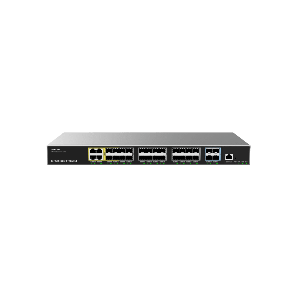 SwitchesGRANDSTREAMGWN7831Switch Administrable Capa 3 24 SFP 4 SFP+ 10GbE 128Gbps QoS Stacking Grandstream GWN7831 - SILYMX