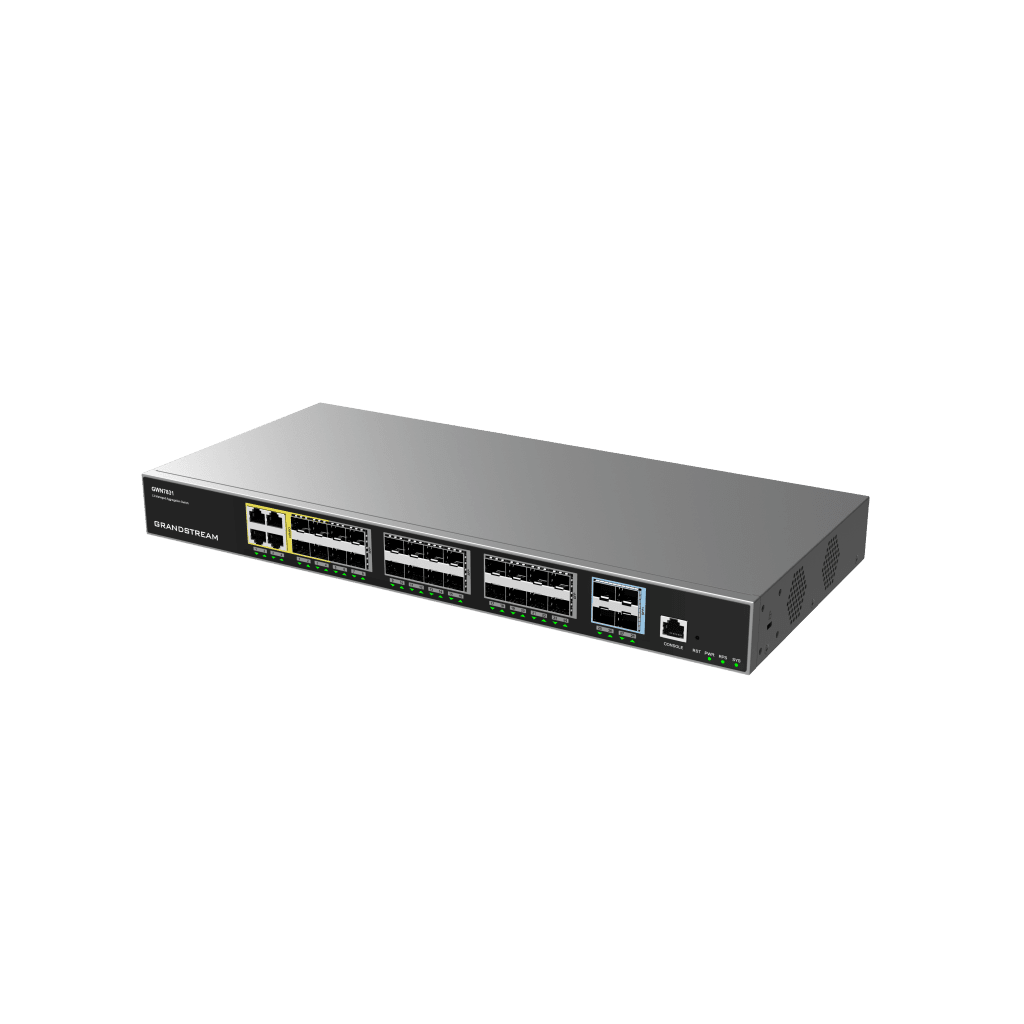 SwitchesGRANDSTREAMGWN7831Switch Administrable Capa 3 24 SFP 4 SFP+ 10GbE 128Gbps QoS Stacking Grandstream GWN7831 - SILYMX