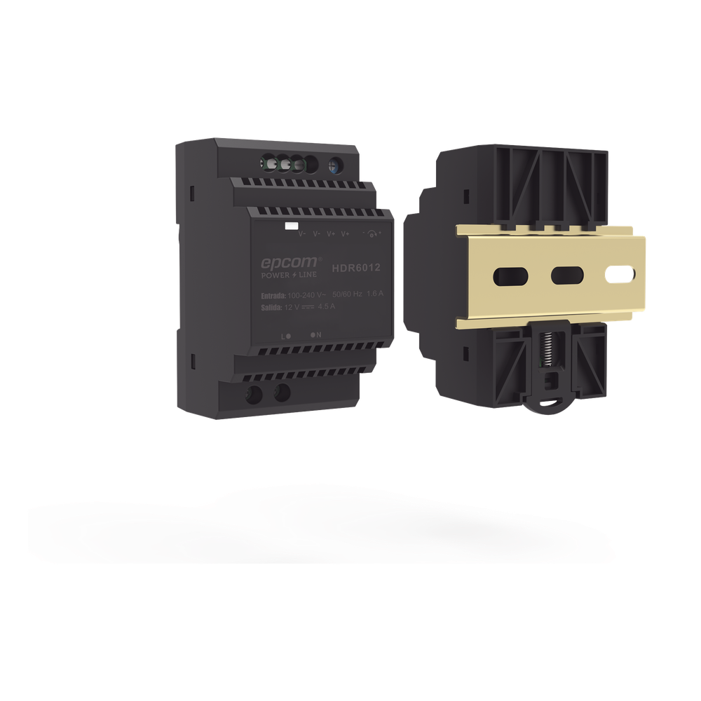 Fuente de Poder Industrial 15 Vcc 4 A 60 W Riel DIN Entrada 100-240 Vca EPCOM POWERLINE HDR-6012 - Imagen 1