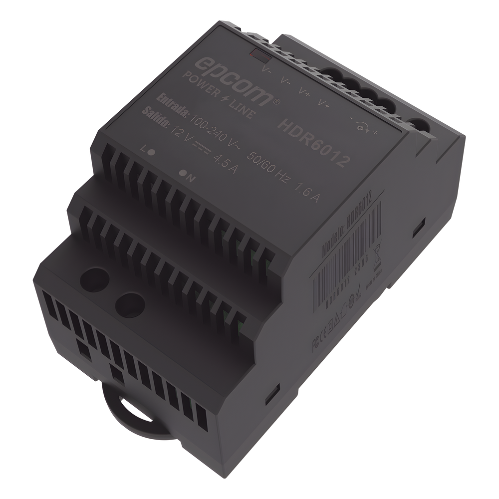Fuente de Poder Industrial 15 Vcc 4 A 60 W Riel DIN Entrada 100-240 Vca EPCOM POWERLINE HDR-6012 - Imagen 2