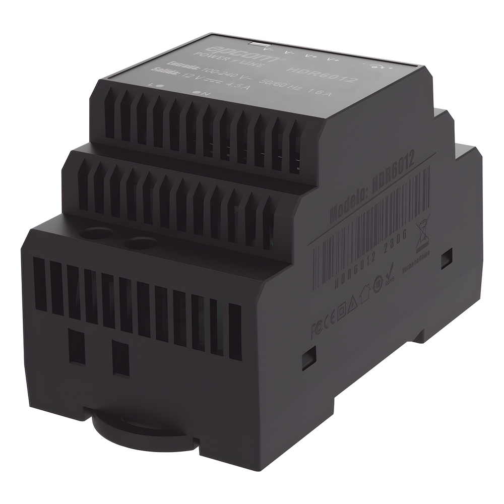 Fuente de Poder Industrial 15 Vcc 4 A 60 W Riel DIN Entrada 100-240 Vca EPCOM POWERLINE HDR-6012 - Imagen 4