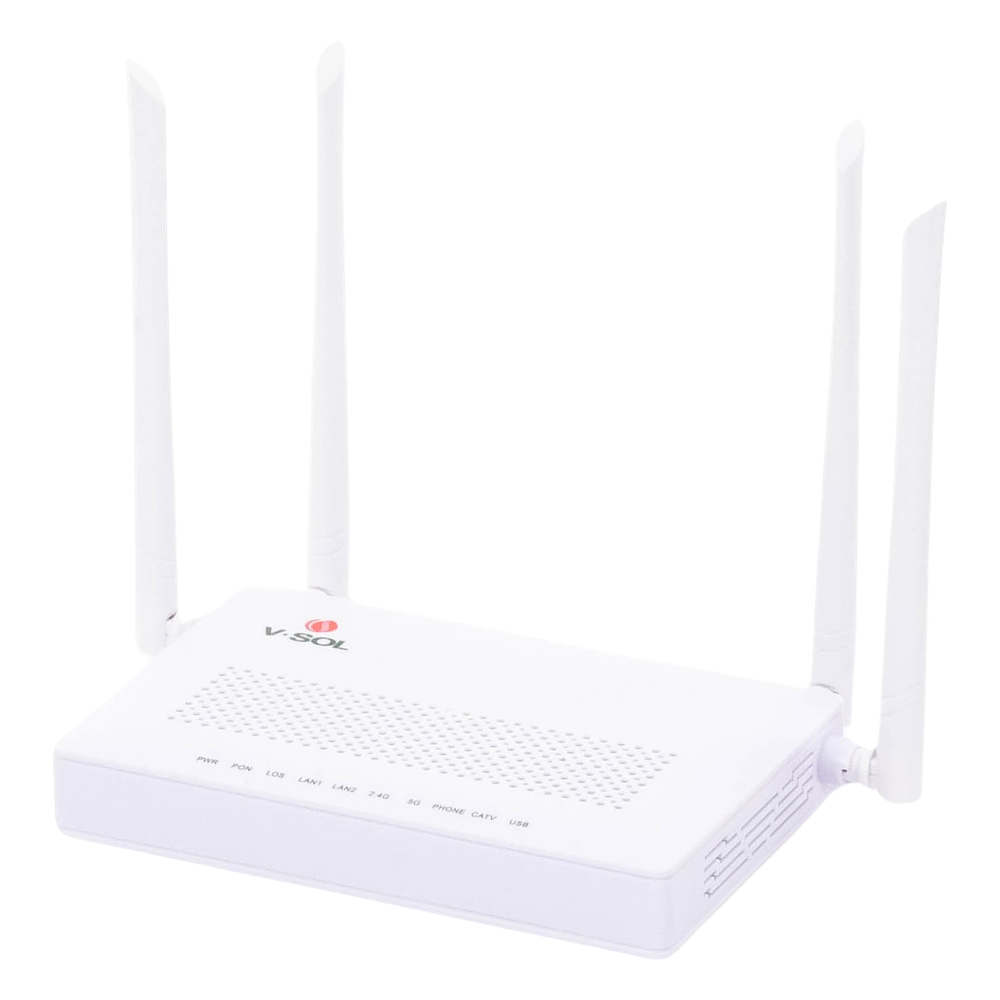 ONU Dual GPON/EPON con Wi-Fi AC de doble banda 1 puerto SC/APC + 2 puertos LAN Gigabit + 1 puerto FXS + 1 Puerto CATV V-SOL HG323ACT - Imagen 1